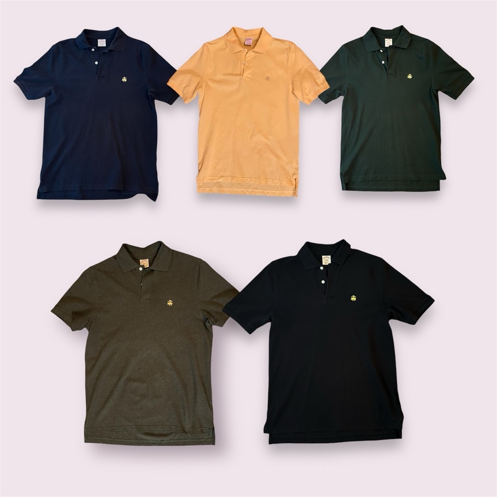 Set of 5 Brooks Brothers Polos - Size S - Grey, Black, Navy, Green, Yellow